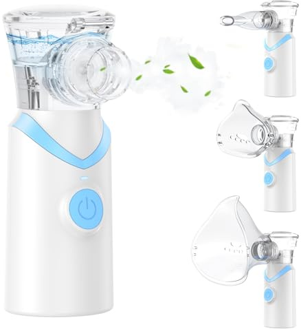 Inhalationsgerät, Larair Inhaliergeräte für Erwachsene & Kinder, Leiser Vernebler, Wiederaufladbarer und Tragbarer Inhalator, Inhalator mit Selbstreinigungsfunktion & Einstellbarem Sprühvolumen, Blau.