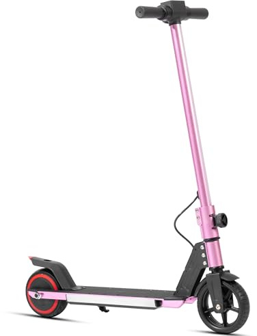 S32 Trottinette électrique,Trottinette Électrique Enfant Pro 2024-6.5 Pliable, 150W, 12km/h, Éclairage Arc-en-Ciel, Autonomie 5km, 80kg Max, 6-12 Ans (Rose)