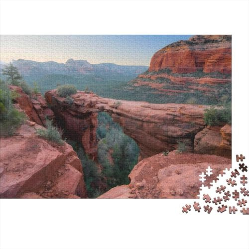 Red Rock Bridge 1000 Piece Jigsaw Puzzle Premium Paper Decompression High Difficulty Unique Red Canyon for Team Building 52x38cm/1000pcs