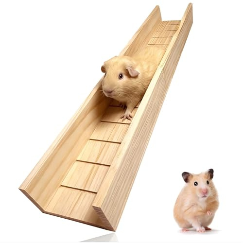Guinea Pig Climbing Ramp, Wooden Pets Bridge Toys Hamster Ladder Toy Hamster Ramp Ladder for Guinea Pigs Hamsters Rats Chinchillas (60 x 12.5 x 7cm)