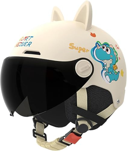 Caimcie Casco da Moto a Mezza Calotta per Bambini (dai 2 ai 14 Anni), omologato DOT/ECE, Casco per Ragazzi e Ragazze, Ideale per Karting, Motocross e monopattini elettrici. C