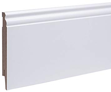 Leiste24 Fußleiste Berliner - Hamburger Profil 150 x 17 x 2.400 mm Weiss | stabiler MDF-Kern |integrierter Kabelkanal und Clipfräsung |Sockelleisten weiß 150 mm