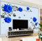 HALLOBO® Wandtattoo Blau Rosen Ranke XL Blumen Wandaufkleber Wandsticker Wohnzimmer Schlafzimmer Deco Wall Sticker Dekor
