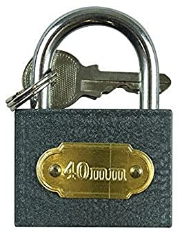 Grey Metal Cast Iron Padlock with Keys (4cm x 0.6cm) Pack of 1 - Durable,Ideal for Gates, Sheds, Outhouses, Lockers & More