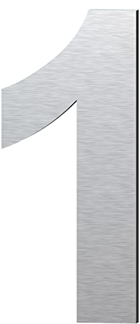 Numéro de maison moderne - 152 mm de hauteur, fabriqué en acier inoxydable 304 brossé, aspect flottant et facile à installer (numéro 1 Une)