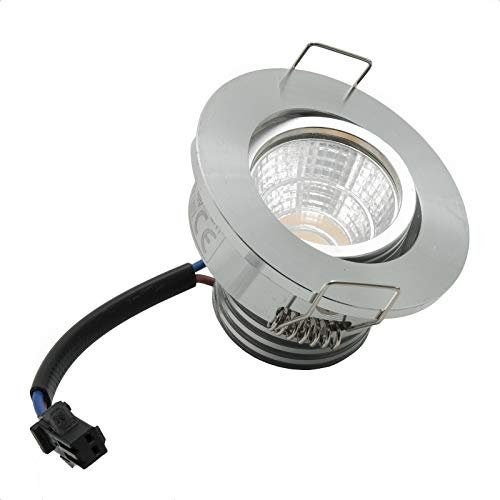 Foco LED empotrable orientable spot 3 W punto luz escaparate escaleras IP20 agujero 45 mm 4000 K color plateado