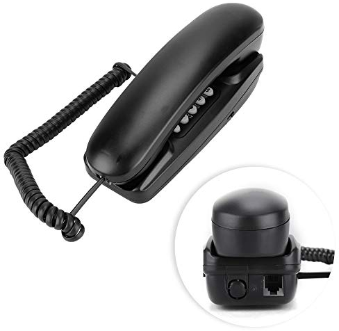 Bewinner Teléfono Fijo con Cable sin Pantalla de Identificación del Llamante,Teléfono de Escritorio para Casa, Compatible con la Función de Flash/Silenciar/Volver a Marcar(Negro)
