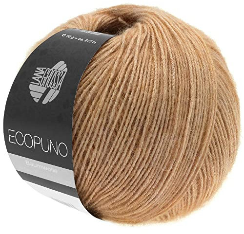 LANA GROSSA Ecopuno | Edle Netzgarnstruktur aus Baumwolle gefüllt mit Merino/Alpaka | Handstrickgarn aus 17% Schurwolle & 11% Alpaka Wolle | 50g Wolle zum Stricken & Häkeln | 215m Garn FB 32