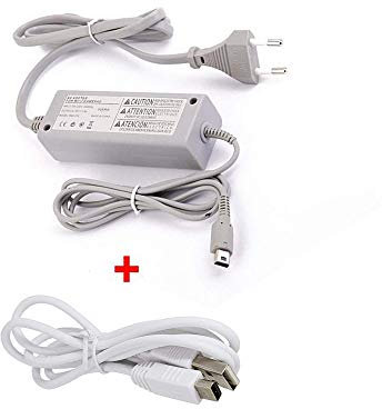 CHILDMORY Adattatore di alimentazione da parete con cavo di ricarica per Wii U Gamepads