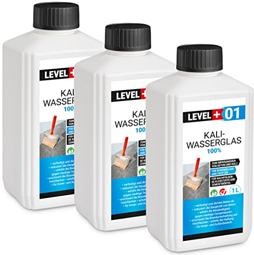 LEVEL PLUS 01 Kaliwasserglas 28-30 Unverdünnt 3 Liter Haftgrund Abdichtung Holzimprägnierung Pur Wasserglas 100%, Beton Versiegelung Wetterfest