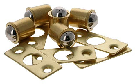 MroMax Door Cabinet Closet Drawer 11mm Shaft Dia Brass Ball Catch Latch Catcher 5pcs