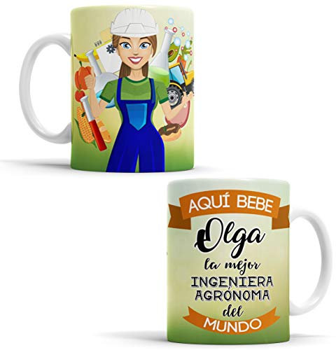 OyC Original y Creativo Taza para Ingeniera agrónoma - Taza Aquí Bebe la Mejor Ingeniera agrónoma del Mundo - Taza con Frase y Dibujo Personalizada con Nombre (Ingeniera agrónoma)
