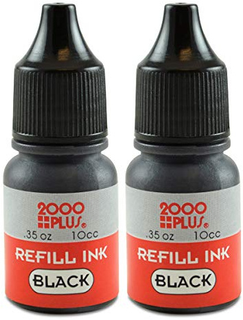 2000 Plus Ink Refill for Pre-Inked Stamps and Stamp Pads, Black .35 oz Each – Black (090689)