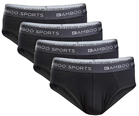 BAMBOO SPORTS B: Herren-Slip ohne Eingriff - super weiche und bequeme Passform, Schwarz, 4 Stück, XX-Large