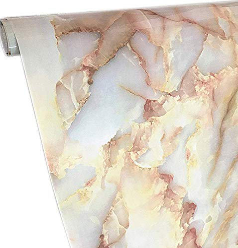 Papier peint autocollant en vinyle effet marbre jade rose brillant 40 cm x 200 cm
