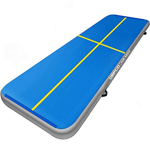 GEPCO Advanced Technology Turnmatte Air Track Matte Tumbling Aufblasbar Gymnastikmatte 3M vorne blau, seitlich grau
