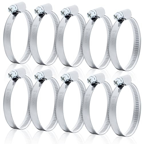 Villkin Schlauchschellen Set - 10x Rohrschelle mit einstellbarem Durchmesser - Korrosionsbeständige Befestigungsschelle - Praktische Schraubschellen in Premium Qualität (32-50 mm)