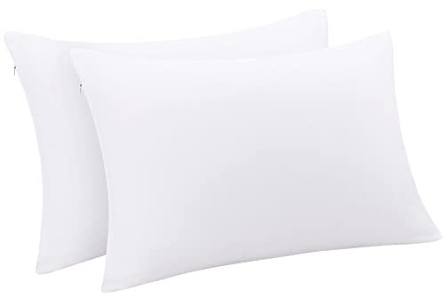 PICCOCASA 2 Pcs Taie Oreiller Viscose Bambou Refroidisement avec Fermeture éclair Respirant Doux Blanc 43 x 63 cm