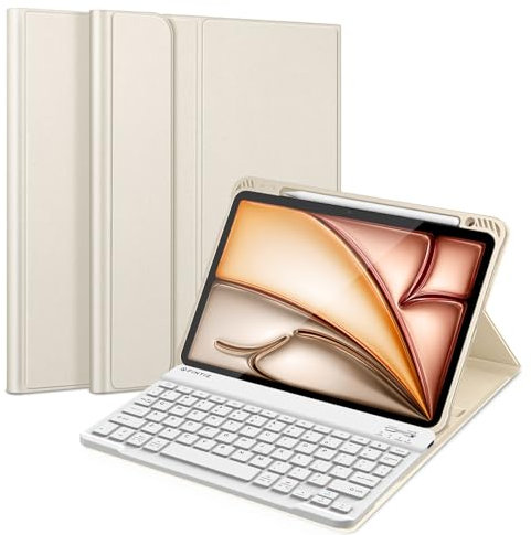 FINTIE Keyboard Case for iPad Air 11-inch M3 (2025) / M2 (2024), iPad Air 5th (2022) / 4th Generation 10.9 Inch - Soft TPU Cover w/Magnetically Detachable Bluetooth Keyboard, Starlight