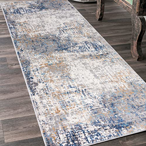 Mazovia Läufer Flur 80x300cm Creme Anthrazit Abstrakt Weich Pflegeleicht | Teppichläufer für Küche Waschküche Schlafzimmer Beige Fußbodenheizungsgeeignet Reinigungsmittelbeständig Verkauf pro Meter