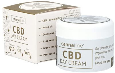 Cannaline 50mg CBD Tagescreme Tagespflege Gesichtscreme Feuchtigkeitspflege mit Hanföl Q10 Aloe Vera Grüner Tee