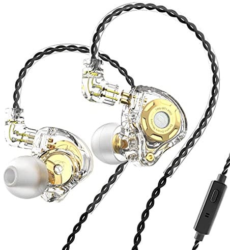 TRN MT1 Pro HiFi in Ear Earphone Dual Magnetic Dynamic Driver Sport Headphone in Ear Monitor Noise Cancelling Headset Detachable C Pin 0.75MM Cable (with Mic, Clear)