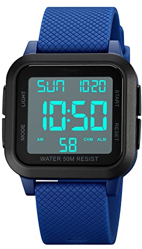 Forrader Herren Sport Digital Armbanduhr, wasserdicht, Outdoor Sport Armbanduhr mit LED-Hintergrundbeleuchtung/Alarm/Countdown-Timer/Dual Time/Stoppuhr/12/24H Armbanduhr