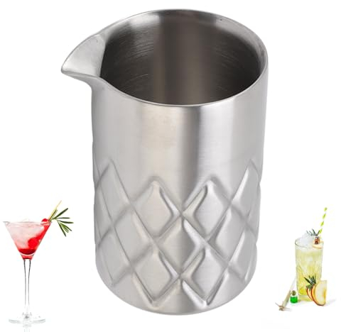 550ml Cocktail Mixing Glass, Stainless Steel Cocktail Jug Metal Mixing Pitcher for Stirred Cocktail Double Walled Drink Mixing Tin Maker