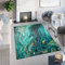 TAPISO Toscana Teppich Bedruckter Teppich Smaragd Dunkelgrün Gold Marmor Waschbar rutschfest Wohnzimmer Schlafzimmer Büro Modern Design 80 x 150 cm