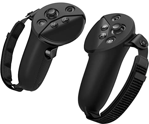 Spigen Silicone Fit Hülle Kompatibel mit Meta Quest Pro VR Controller Griff mit einstellbarem Schlaufe - Schwarz