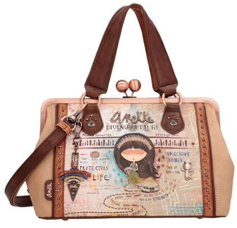 Anekke - Damen-Mundstücktasche - Schultertasche aus Kunstleder mit Griffen, Taschen und Umhängetasche Menire - Zubehör und Accessoires für Damen - 30 x 20 x 14 cm, bunt, Einheitsgröße