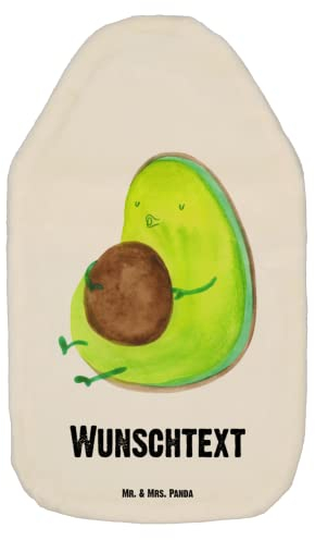 Mr. & Mrs. Panda Personalisierte Wärmflasche Avocado Pfeifen - Personalisierte Geschenke, Vegan, Personalisiertes Wärmekissen, Gesund, Wärmflasche