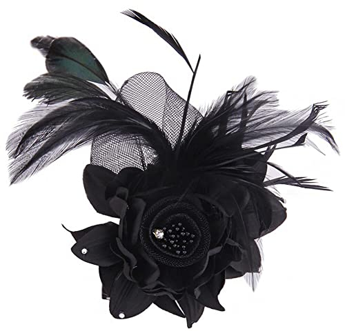 Broche Plume Vintage,MoreChioce Broches de Fleurs Fantaisie Broches pour Femmes Accessoires Vestimentaires Style Élégant Comme Cadeau pour Femme,Noir