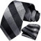 HISDERN Karierte Krawatte Herren Formelle Klassische Krawatte mit Einstecktuch Hochzeit Herrenkrawatte und Taschentuch Set für Männer Schwarz & Silber