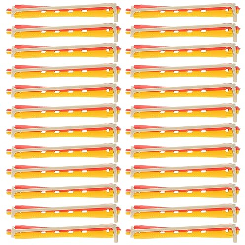 minkissy 24pcs Hair Perm Rods Cold Wave Rod with Rubber Band Plastic Curlers Hair Rollers for Women Men Hairdressing Styling Tools 15mm Hair Curlers Rollers