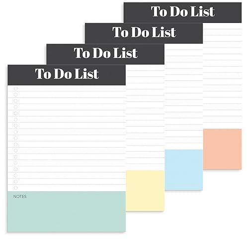 S&O 4 Pack Magnetic Sheets for Groceries listing, Task register & Schedule, To Do register for Fridge, Daily work plan Ledger, Routine Checklist Diary- Duty Planner Todo List Notepad - 6x8.5