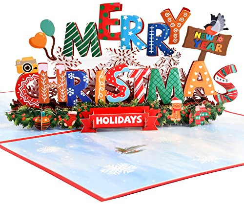 Pop Up Weihnachtskarten, 3D Grußkarten mit Umschlag für Weihnachten, Neujahr, Neujahrskarten, Weihnachten Pop Up Karte Rot, Weihnachten Geschenkkarten, Merry Christmas Klappkarte (Weihnachten)