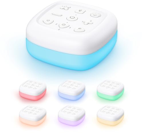 OQIMAX Machine à Bruit Blanc 30 sons, Haut-parleur sans Fil, 7 Veilleuse, Machine à Bruit de Sommeil pour Bébé Adulte Enfant, Minuterie et Fonction Mémoire pour Yoga, Aide à la Méditation, Sommeil