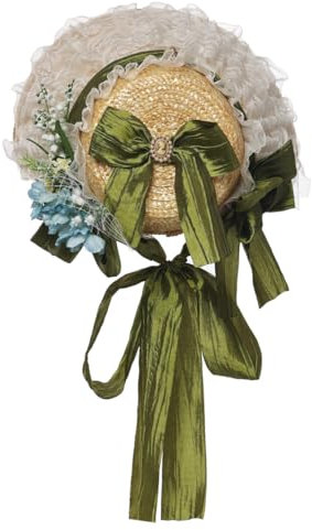 COSDREAMER Frauen viktorianische Mützen Spitze Blumen Tee Party Hüte (Weiß Grün)