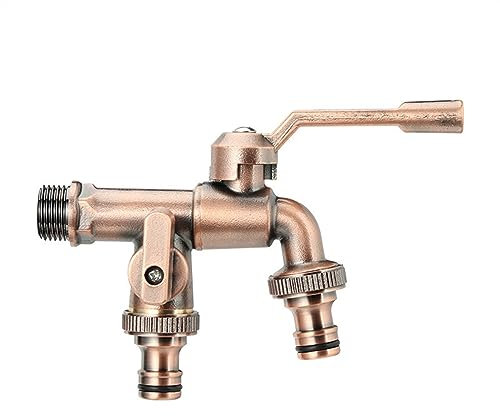Rubinetto da giardino doppio in ottone Rubinetto da giardino a doppia uscita Rubinetto da esterno in ottone Semplice da usare for giardino, lavatrice, botte di pioggia ( Color : C , Size : 1/2*1/2*1/2