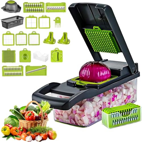 Hachoir À Légumes, Multifonctionnel 13 En 1, Hachoir À Oignons, Trancheur De Légumes, Coupe-légumes Avec 11 Lames, Panier Passoire, Récipient For Salade, Pommes De Terre, Carottes, Ail