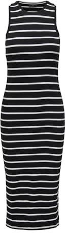 ONLY Onlbelfast Stripe S/L Mididress Jrs Noos Vestido Midi, Negro, M para Mujer