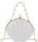 MilyaDE Damen Glitzer Muschel Clutch Acrylic Paillette Geldbörse Schultertasche Umhängetaschen Handtasche mit Perlen Metal Ketten 19,5 * 6 * 16,5cm, Silber