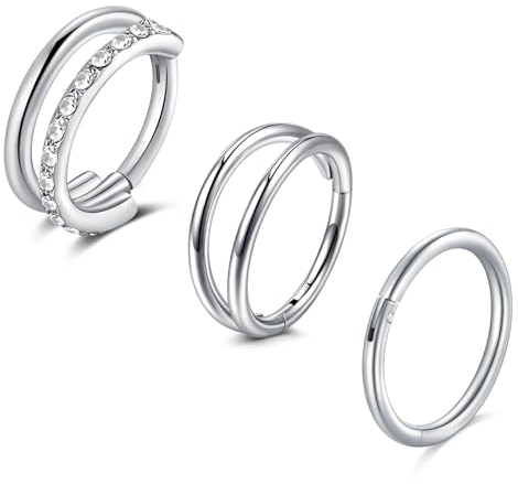 Zolure 16G Helix Piercing Knorpel Ohrpiercing 16G Orbital Conch Ring Tragus Daith Piercings Schmuck Rook Snug Hinged 316L Chirurgenstahl Septum Piercing Nasenpiercing 1.2mm