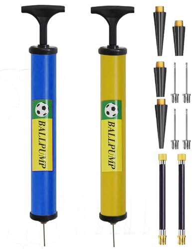 GULLAIIR Football pump, Portable Air Pump, Ball Pump Inflator Kit with Needle, Nozzle, Extension Hose for Football Basketball Water Polo Rugby Exercise Sports Ball Balloon (2X Pumps)
