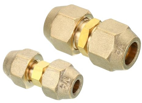 PATIKIL Ensemble de Connecteurs de Joint D'Extension de Tuyau, 2 Pièces de Raccord de Tuyau en Cuivre Sans Soudure avec Écrous à Bride pour Tuyau en Cuivre de Diamètre 1/4 et 1/2