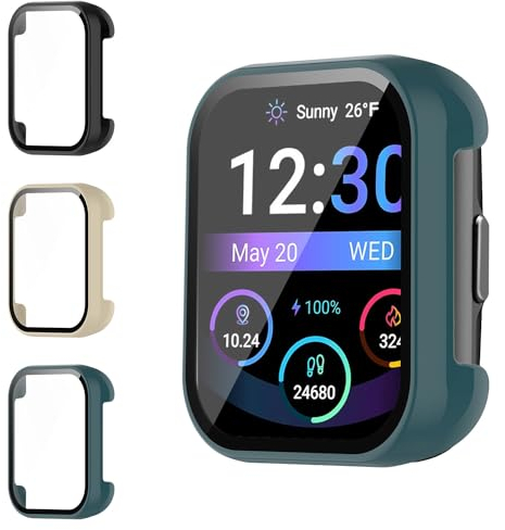 Msvueioe [3-Pack] Schutzhülle mit gehärtetem Glas Displayschutzfolie kompatibel mit OYV/Deeprio - REVV (TGW101), Bumper Full Coverage Protective Hard PC Cases Face Cover für REVV 1,83 Zoll