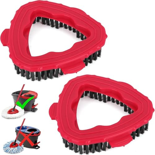 Scrub Brush Mop Head Replacement Compatible with Vileda EasyWring 1 Tank System Hard Bristle Scrubbing Floor Scrubber for Bathroom Garage Kitchen Floor Pools Wall 2Pcs