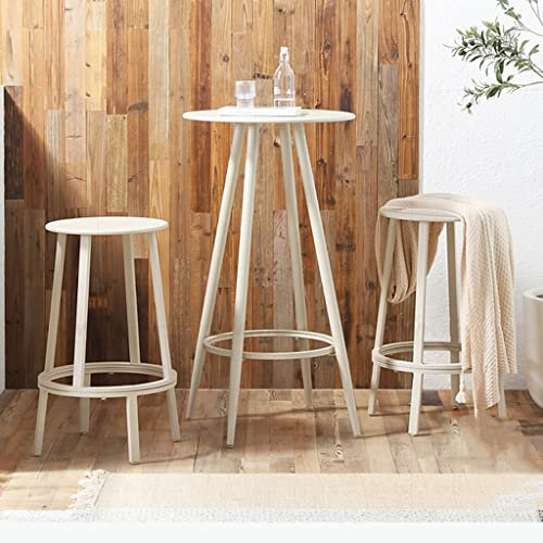 3-teiliger Balkontisch und -stühle für den Außenbereich, 1 Tisch, 2 runde Stühle, runder Hochhockertisch, Gartenmöbel, Bistrohocker für den Pool, das Café, P