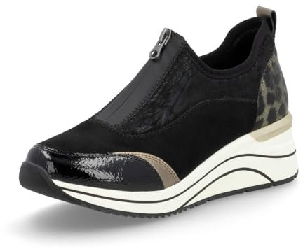 Remonte Damen Low-Top Sneaker D0T08, Frauen Halbschuhe,lose Einlage,sportlich,straßenschuhe,Strassenschuhe,Sportschuhe,schwarz Kombi (02),38 EU